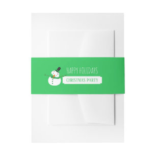 Green Snowman, Christmas Party Invitation Belly Band