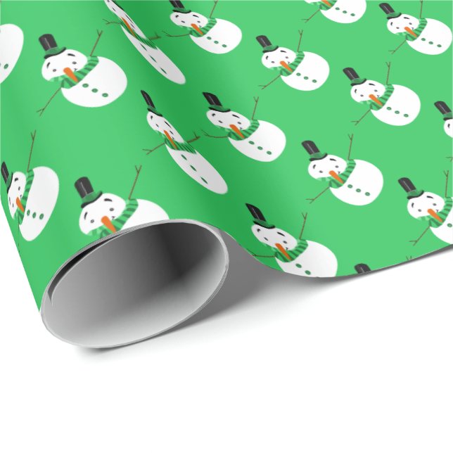 Green Snowman, Festive Wrapping Paper (Roll Corner)