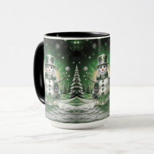 Green Snowman Snowflakes Holiday Mug