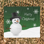 Green Snowman Winter Scene Christmas Blanket<br><div class="desc">Keep warm on chilly holiday evenings with this whimsical Green Snowman Winter Scenery Christmas Fleece Blanket. Blanket design features a happy snowman in a snowy wintry scene against a green background adorned with matching colour snowflakes. Additional gift and holiday items available with this design as well.</div>