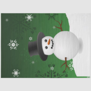 Green Snowman Winter Scene Christmas Tissue Paper