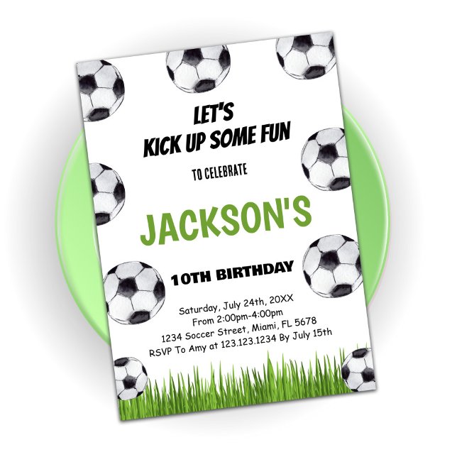 Green Soccer Anniversaire Fête Invitation (Créateur téléchargé)