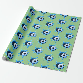 Green Soccer Ball Birthday Wrapping Paper