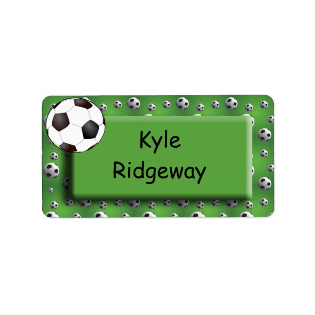 Green Soccer Ball - Boys school name label (Front)