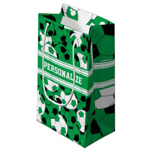 Green Soccer Ball Collage Personalize Small Gift Bag