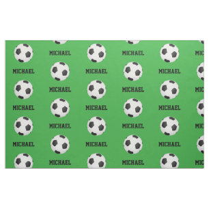 Green Soccer Ball Custom Name Personalized Printed Fabric