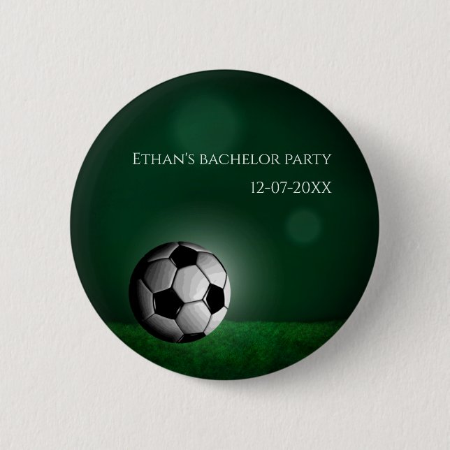 Green Soccer Birthday / Bachelor Party 2 Inch Round Button (Front)