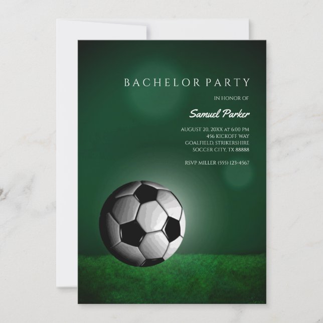 Green Soccer Birthday / Bachelor Party Invitation (Front)