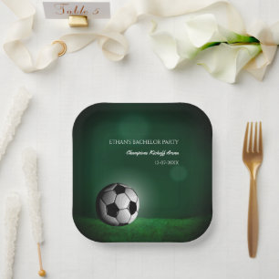 Green Soccer Birthday / Bachelor Party Paper Plate