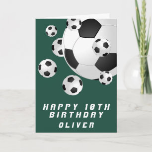 Green Soccer Football Ball Boy Happy Birthday Card