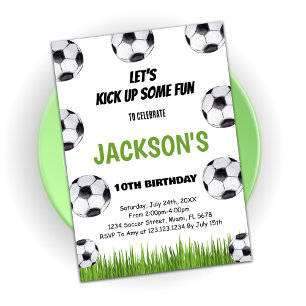 Green Soccer Invitations Anniversaire