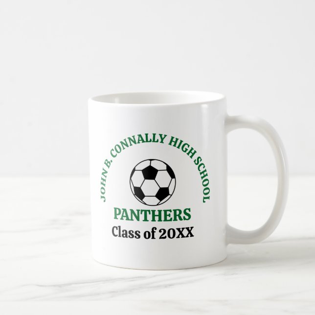 Green Soccer Player Personalized Coffee Mug (Right)