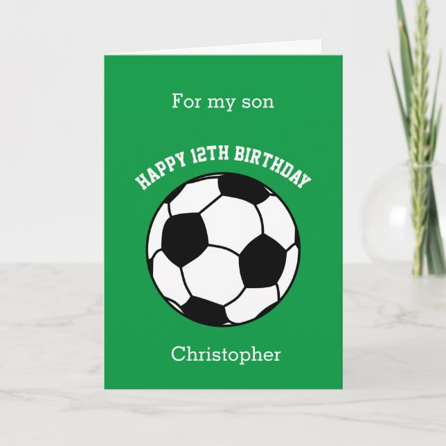 Green Soccer Sport 12e carte d'anniversaire (Devant)