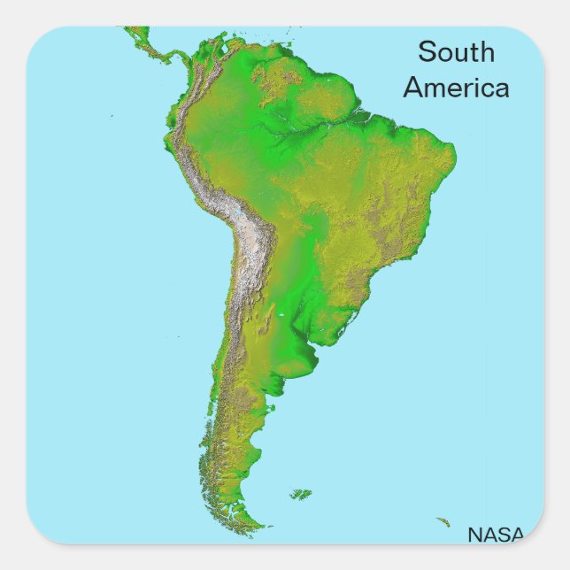 Green South America by NASA Satellite Image Square Sticker (Front)