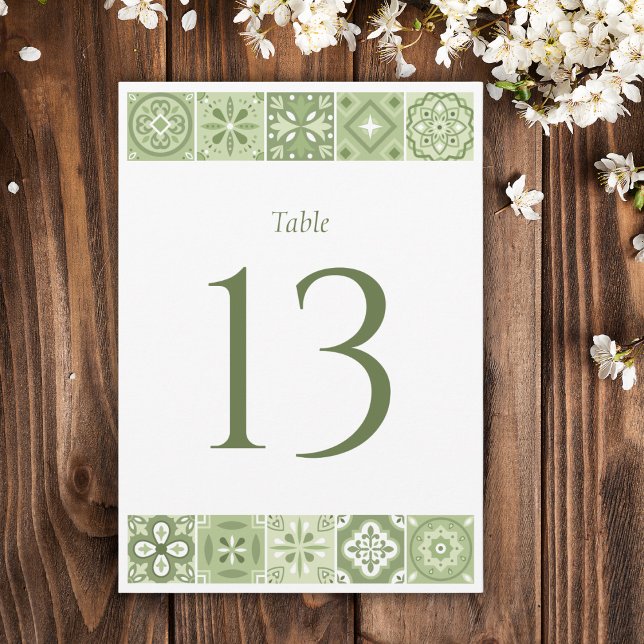 Green Spanish tiles table number (Creator Uploaded)