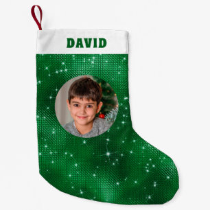 Green Sparkle Glitter  Small Christmas Stocking