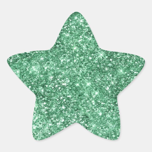 Green Sparkle Glitter Star Sticker (Front)