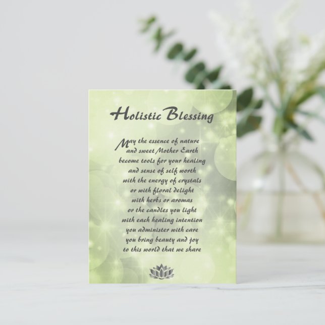 Green Sparkle Holistic Blessing  Postcard (Standing Front)