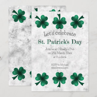 Green Sparkle Shamrock St. Patrick's Day party Invitation