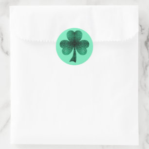 Green Sparkles Shamrock St. Patrick' Day turquoise Classic Round Sticker