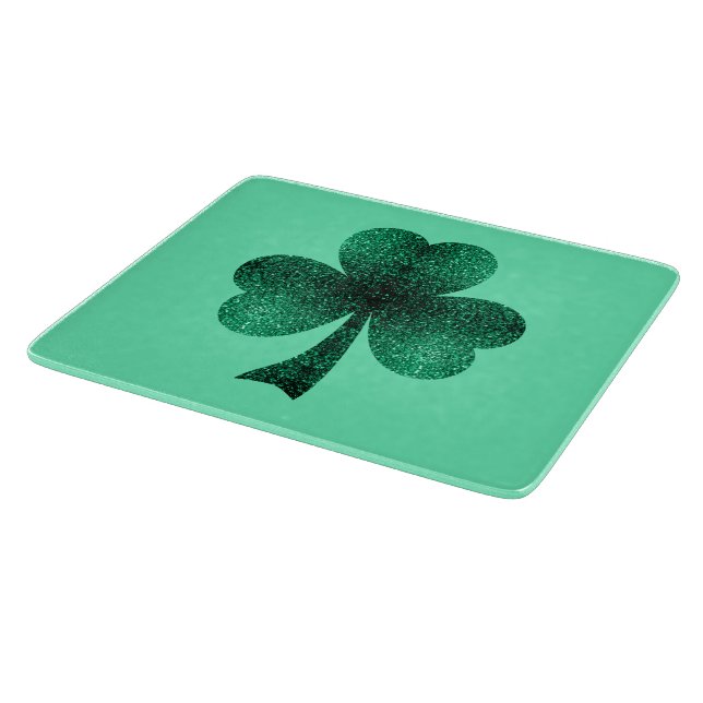 Green Sparkles Shamrock St. Patrick' Day turquoise Cutting Board (Corner)