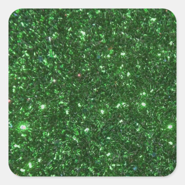 Green Sparkles Square Sticker (Front)