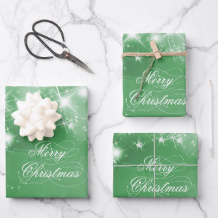 Green Sparkling Background Wrapping Paper Sheet