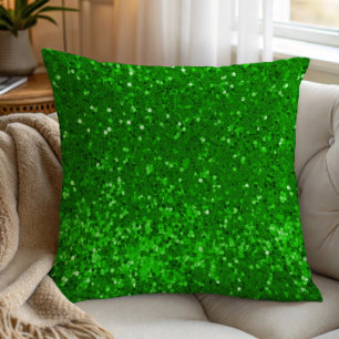 Green sparkling glitter pattern throw pillow