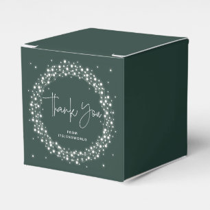 Green Sparkling Lights Thank You Favor Box