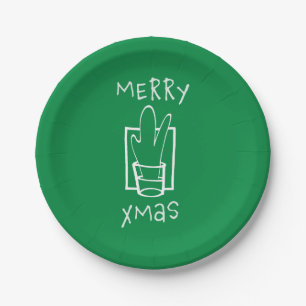 Green Sparkling Xmas Paper Plate
