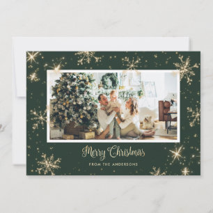 Green Sparkly Photo Christmas Cards