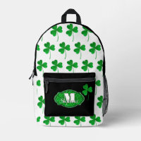 Green Sparkly Shamrocks Monogrammed St Patrick