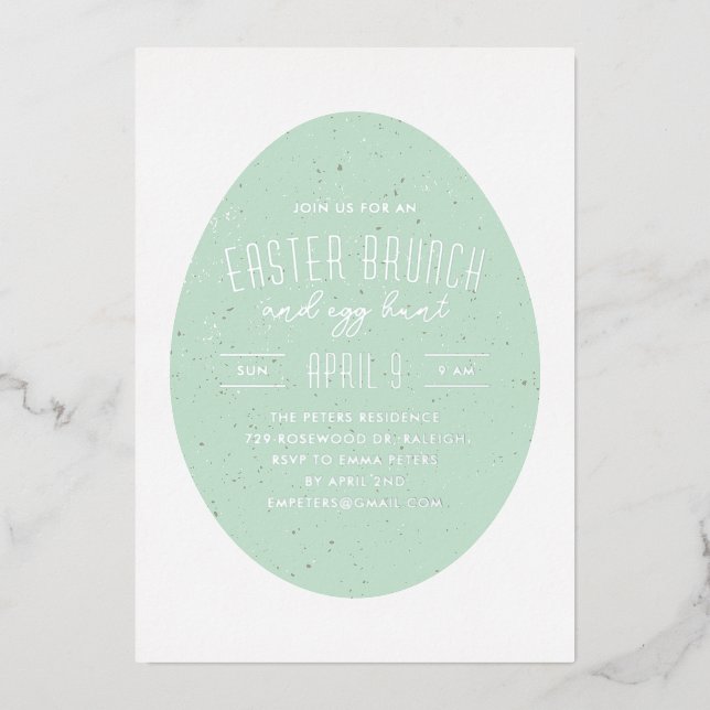 Green Speckled Egg Easter Hunt Party Invitation (Front)