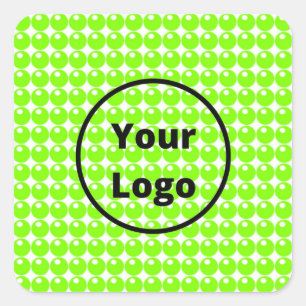 Green sphere circles white square sticker