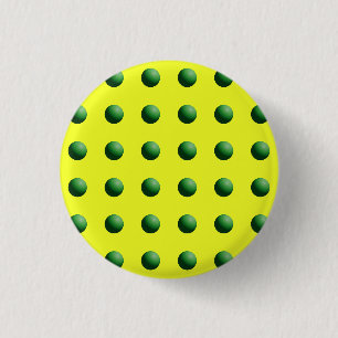 Green Spheres on Yellow 1 Inch Round Button