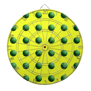 Green Spheres on Yellow Dartboard