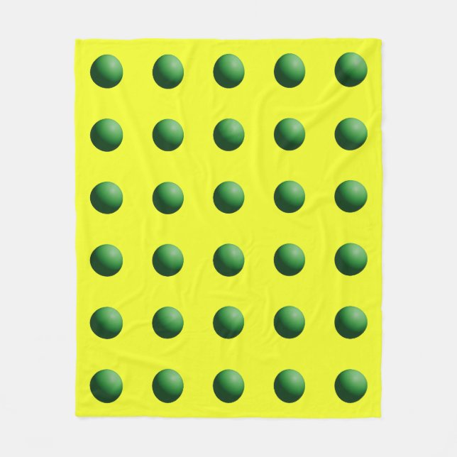Green Spheres on Yellow Fleece Blanket (Front)