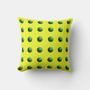 Green Spheres on Yellow Throw Pillow
