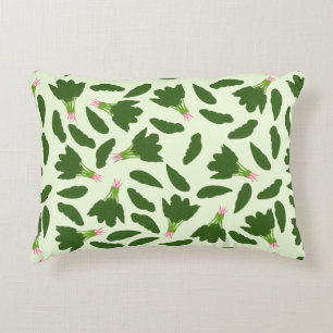 Green Spinach Leaves Pattern Accent Pillow