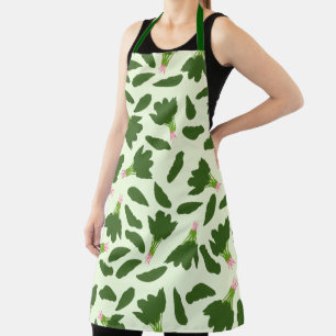 Green Spinach Leaves Pattern Apron