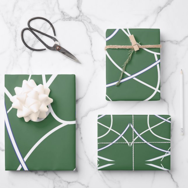 Green Spirit Minimalist Line Art Abstract Print Wrapping Paper Sheet (Front)