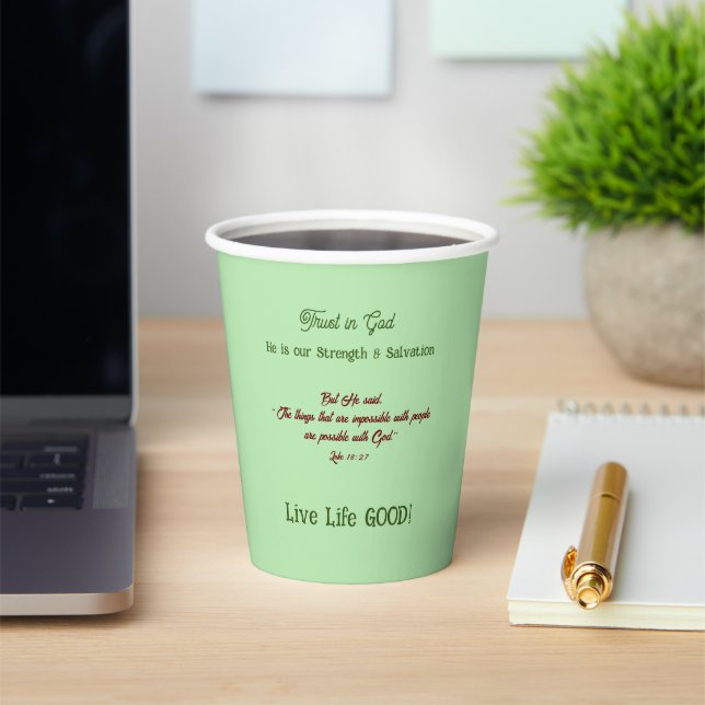Green Spiritual Uplifting Verses Faith  Paper Cups (Insitu)