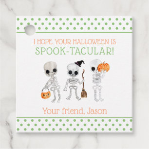 Green Spook-tacular Halloween Spooky Skeleton Kid Favour Tags
