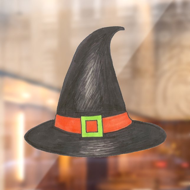 Green Spooky Halloween Witch Costume Party Hat Window Cling (Sheet 2)