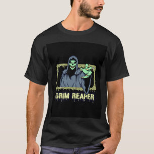 Green Spooky Illustration Creative Grim Reaper  T-Shirt