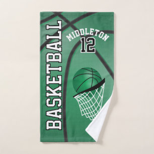Green Sport 🏀 Basketball DIY Text Hand Towel