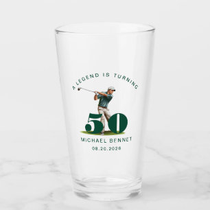 Green Sport Golfer 50th Birthday Glass