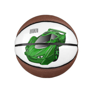 Green sports car with airfoil illustration  mini basketball