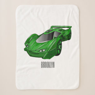 Green sports car with airfoil illustration sherpa blanket