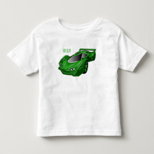 Green sports car with airfoil illustration toddler t-shirt